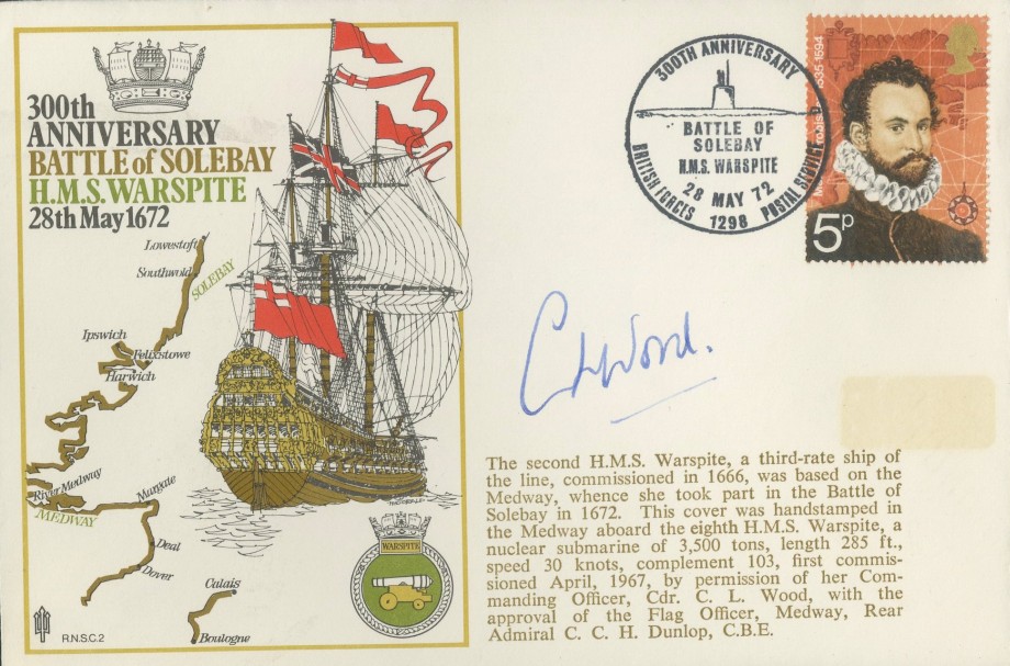 Battle of Solebay cover Sgd by the CO of the Nuclear Submarine HMS Warspite Commander C L Wood