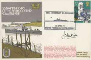 Zeebrugge Raid cover Signed by the CO of HMS Intrepid Captain J F Kidd