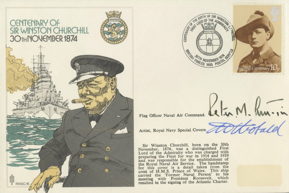Sir Winston Churchill cover Sgd Vice Admiral Sir Peter Austin a Fleet Air Arm Pilot and artist