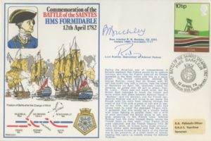 Battle of the Saintes 1782 cover Signed by Rear Admiral R N Buckley the Captain of HMS Formidable 1947 and Lord Rodney a descendant of Admiral Rodney