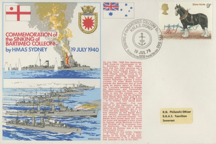 Sinking of Bartimeo Colleoni by HMS Sydney cover