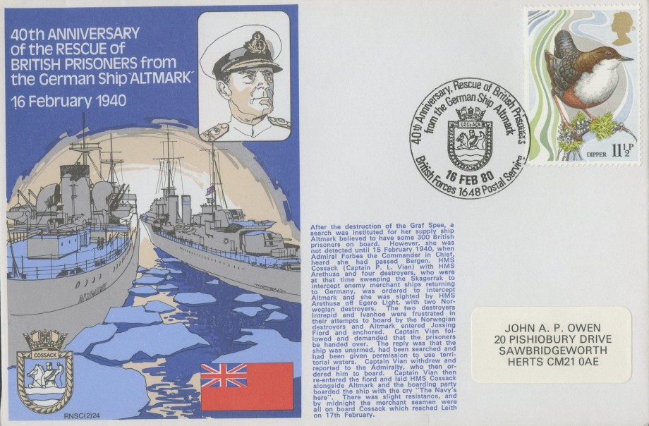 Rescue of British Prisoners from the German Ship Altmark cover