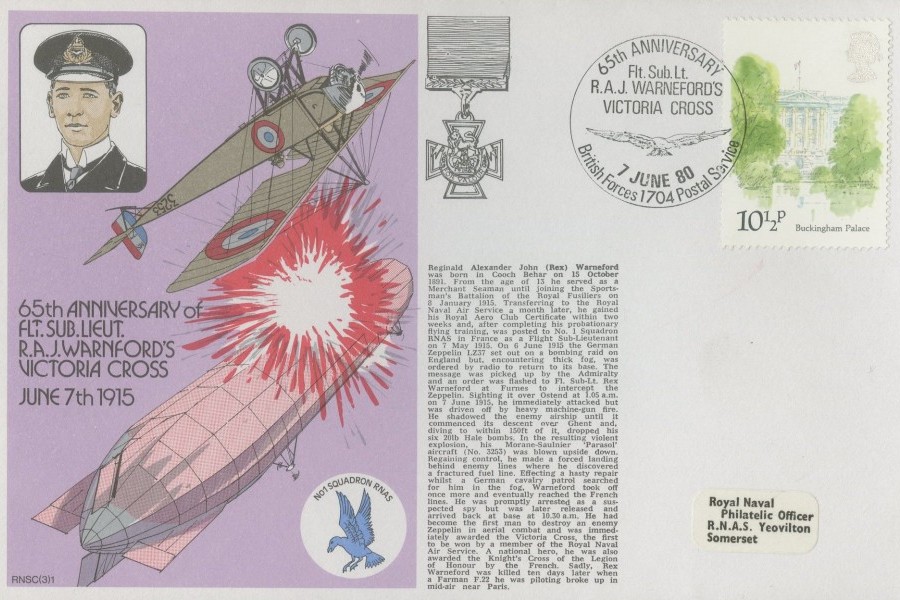 Flt Sub Lt R A J Warnfords Victoria Cross cover