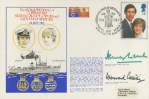 Royal Wedding of Commander HRH The Prince of Wales and Lady Diana Spencer cover Signed by Admiral Sir Henry Leach the First Sea Lord and Admiral Sir Desmond Cassidi the Second Sea Lord