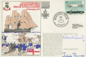 HMS Shannons Naval Brigade Attack at Lucknow cover Signed by Rear Admiral E F Gueritz the Beachmaster in Normandy on D-Day at Sword Beach and Brigadier J H A Thompson of the 3rd Commando Brigade, Royal Marines