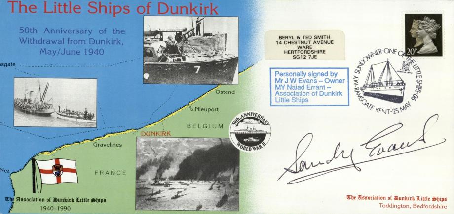 Dunkirk Little Ships cover Sgd J W Evans