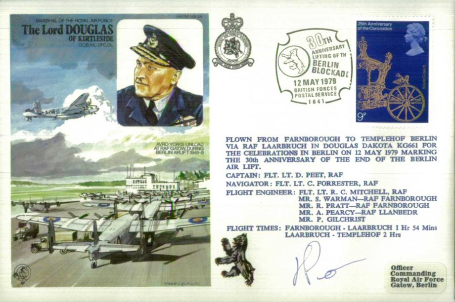 MRAF The Lord Douglas Cover Signed D Peet