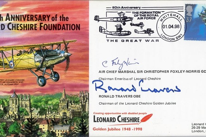  Leonard Cheshire Foundation cover Sgd the BoB pilot Foxley-Norris and R Travers