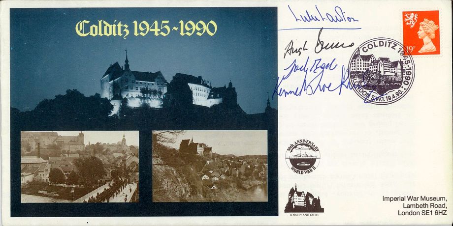 Colditz Cover Signed 4 Prisoners Best Allan Lawton And Bruce