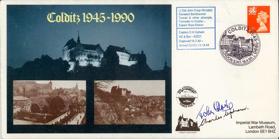 Colditz Cover Signed Charles Upham VC And Bar And J Crisp