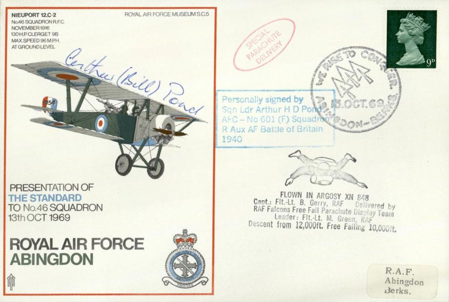 46 Squadron Cover Signed Bill Pond BoB Pilot 601 Squadron