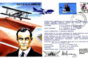 H J L Hinkler the Test Pilot cover Sgd Captain A S Murray