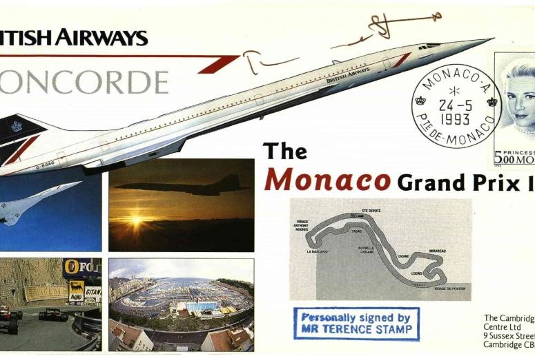 Concorde cover Monaco Grand Prix Sgd Terence Stamp