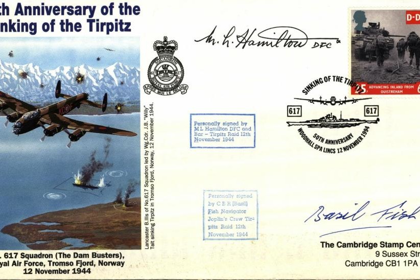 Dambusters 617 Squadron Cover Signed Hamilton and Fish Tirpitz