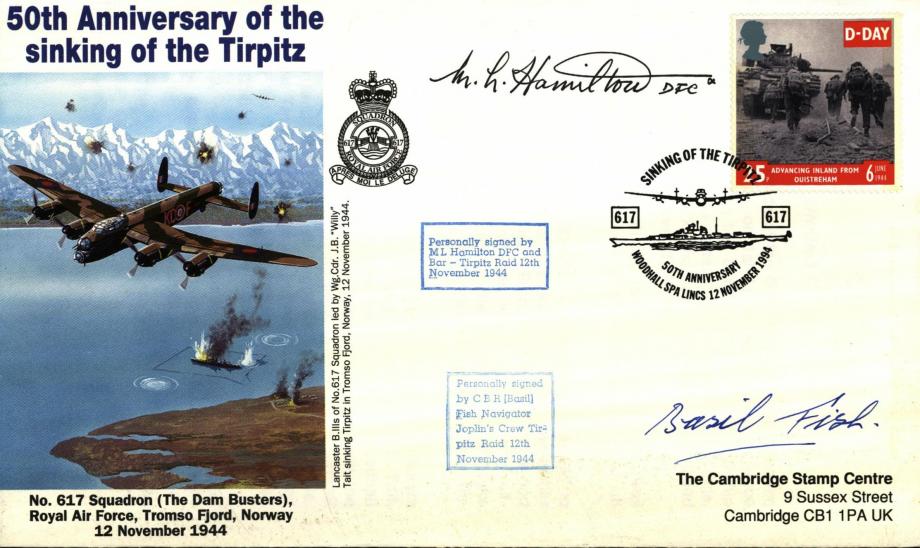 Dambusters 617 Squadron Cover Signed Hamilton and Fish Tirpitz