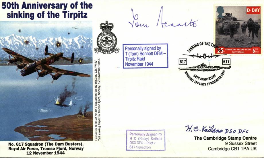 Dambusters 617 Squadron Cover Signed Bennett and Knilans Tirpitz