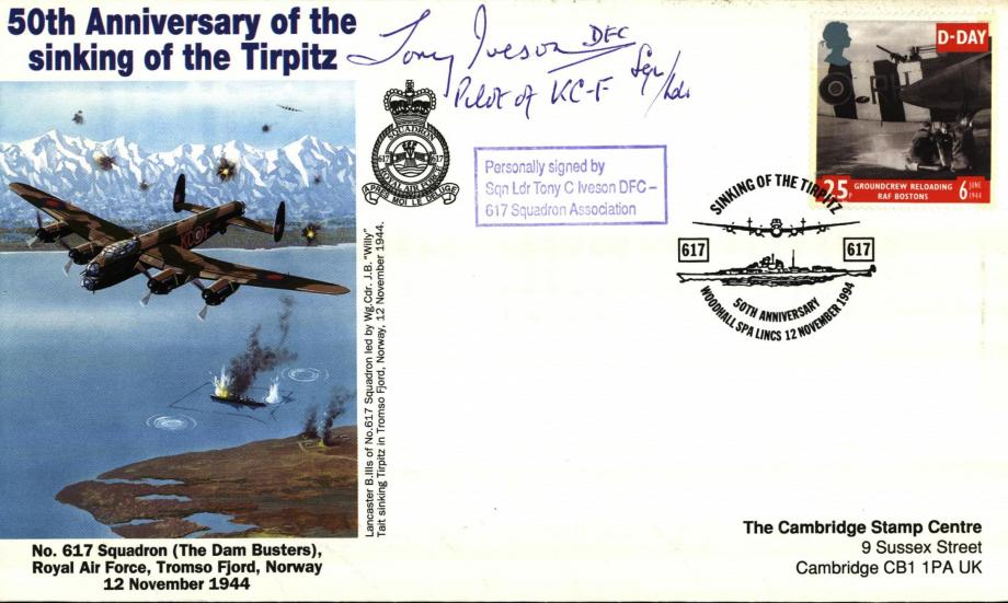 Dambusters 617 Squadron Cover Signed Tony Iveson Tirpitz