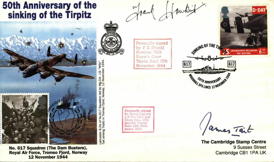 Dambusters 617 Squadron cover Signed Hawkins and Tait Tirpitz