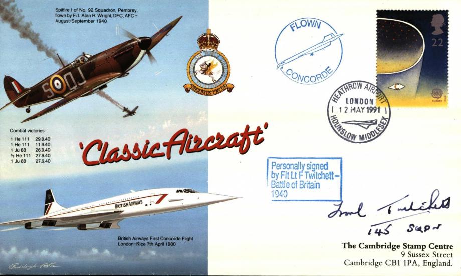 Battle of Britain cover Sgd F Twitchet a BoB pilot with 145 Sq