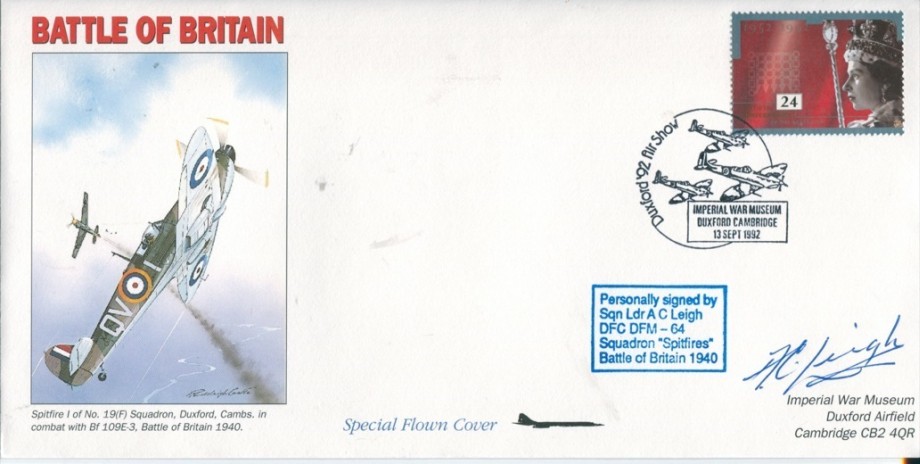 Battle of Britain cover Sgd A C Leigh a BoB Pilot 64 Sq