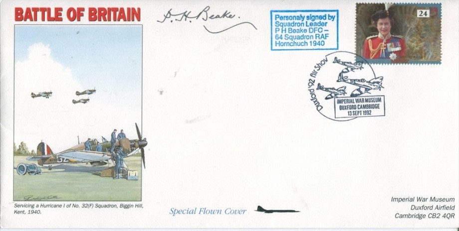 Battle of Britain cover Sgd P H Beake a BoB pilot with 64 Sq