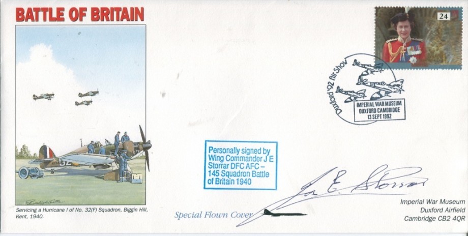 Battle of Britain cover Sgd J E Storrar a BoB pilot with 145 Sq