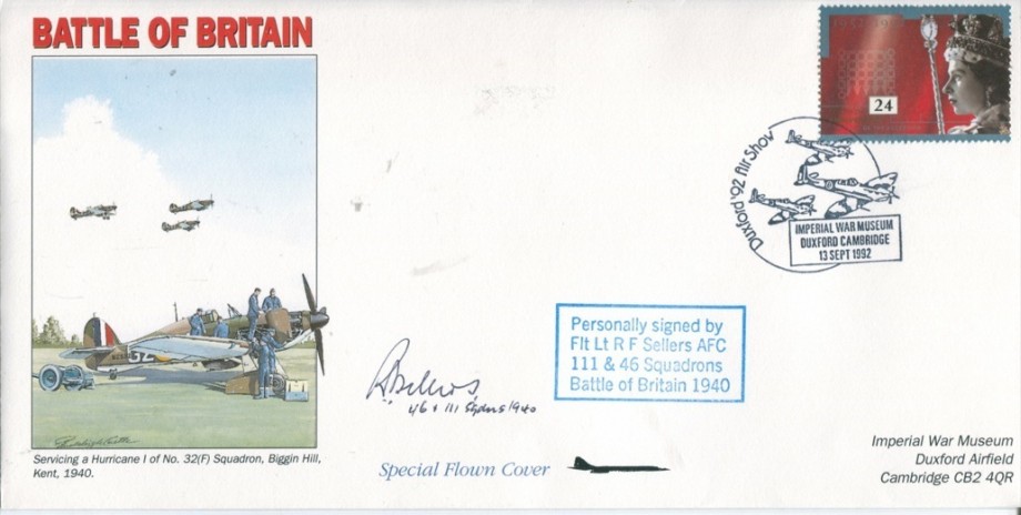 Battle of Britain cover Sgd R F Sellers a BoB pilot with 111 Sq