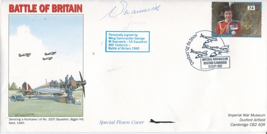 Battle of Britain cover Sgd G W Swanwick a BoB pilot with 54 Sq