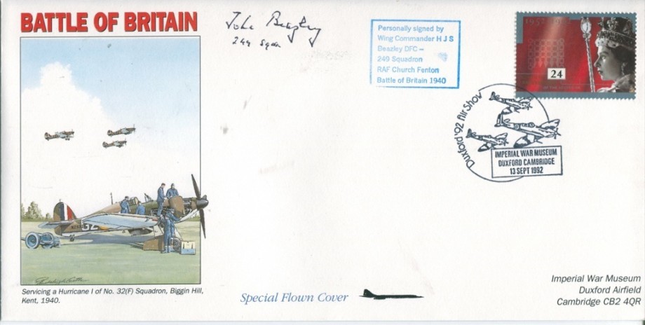 Battle of Britain cover Sgd H S Beazley with 249 Sq