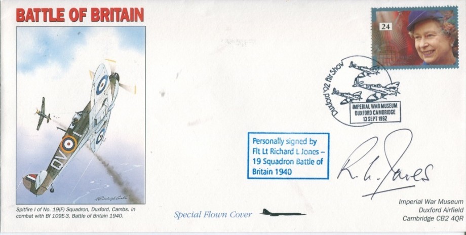 Battle of Britain cover Sgd R L Jones a BoB Pilot 19 Sq