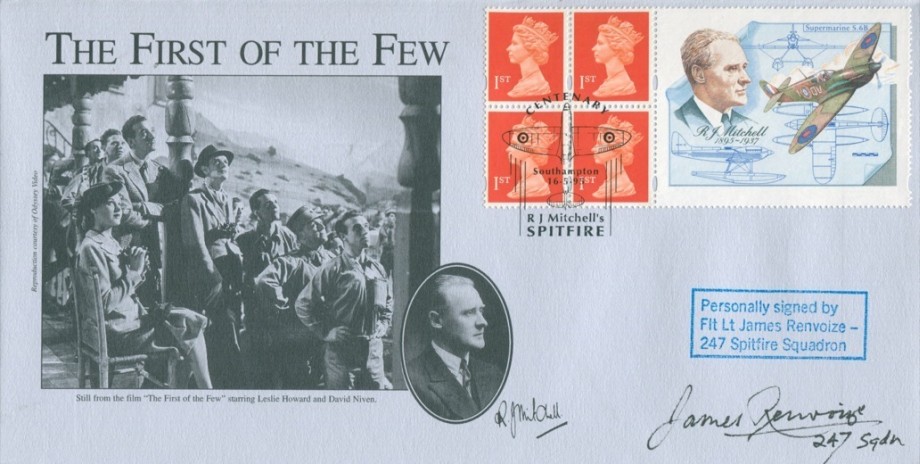 Spitfire Cover Signed By James Renvoize A BoB Pilot With 247 Squadron