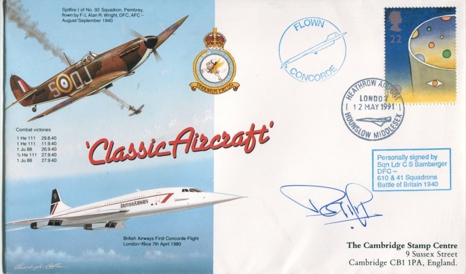 Spitfire Cover Signed By The BoB Pilot C S Bamberger With 610 Squadron And 41 Squadron