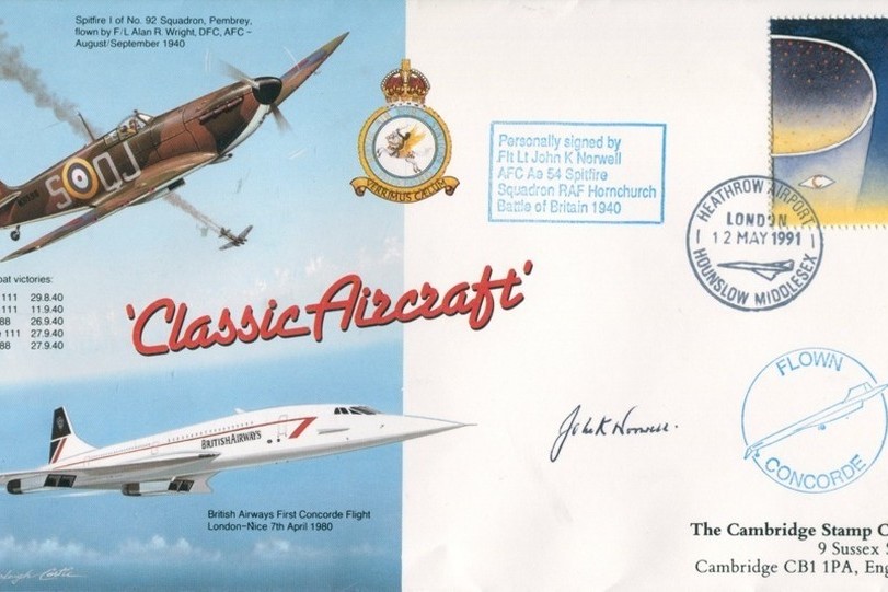 Spitfire Cover Signed By The BoB Pilot J K Norwell Of 54 Squadron