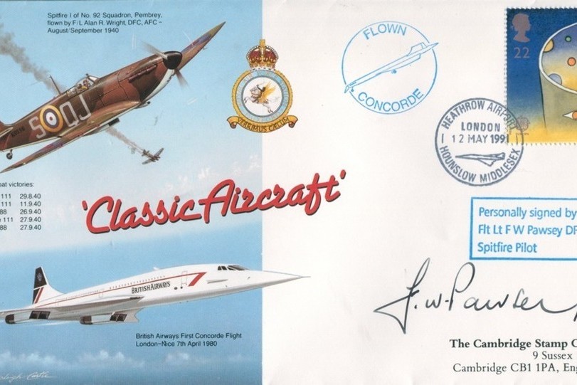 Spitfire Cover Signed F W Pawsey