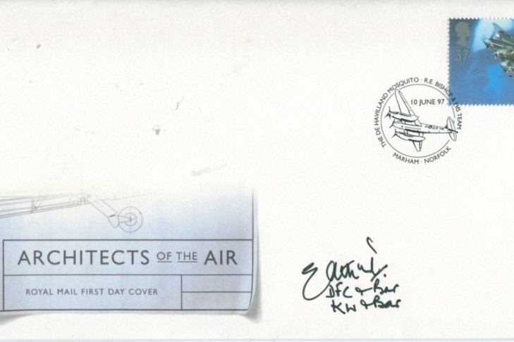 Architects of the Air FDC Signed by E Atkins who was with 114 Sqn, 139 Squadron, 305 Sqn and 464 Sqn
