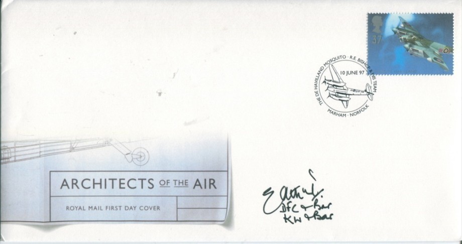 Architects of the Air FDC Signed by E Atkins who was with 114 Sqn, 139 Squadron, 305 Sqn and 464 Sqn