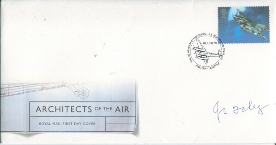 Architects of the Air FDC Signed by J E Foley a Pathfinder with 460 Sqn, 156 Sqn, 139 Sqn and 608 Sqn