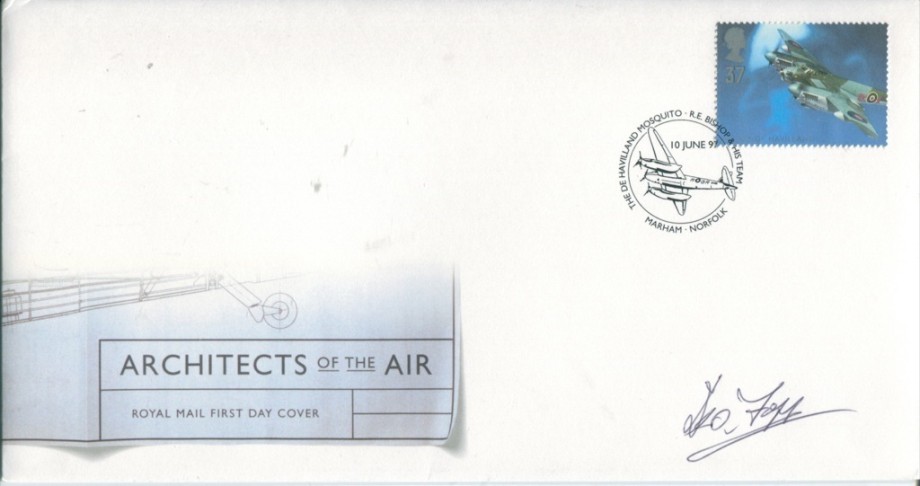 Architects of the Air FDC Signed by Sq L Des Fopp a BoB Pilot with 17 Squadron and 132 Squadron