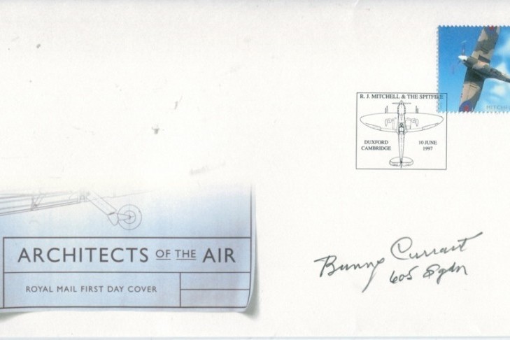 Architects of the Air FDC Signed by C F Bunny Currant a BoB Pilot with 46 Sqn 151 Sqn and 605 Sqn