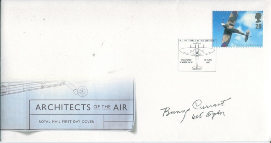 Architects of the Air FDC Signed by C F Bunny Currant a BoB Pilot with 46 Sqn 151 Sqn and 605 Sqn