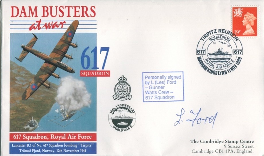 Dambusters 617 Squadron Cover Signed Les Ford Tirpitz