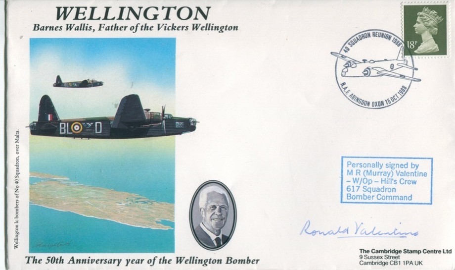 Wellington Bomber cover Sgd M R Valentine
