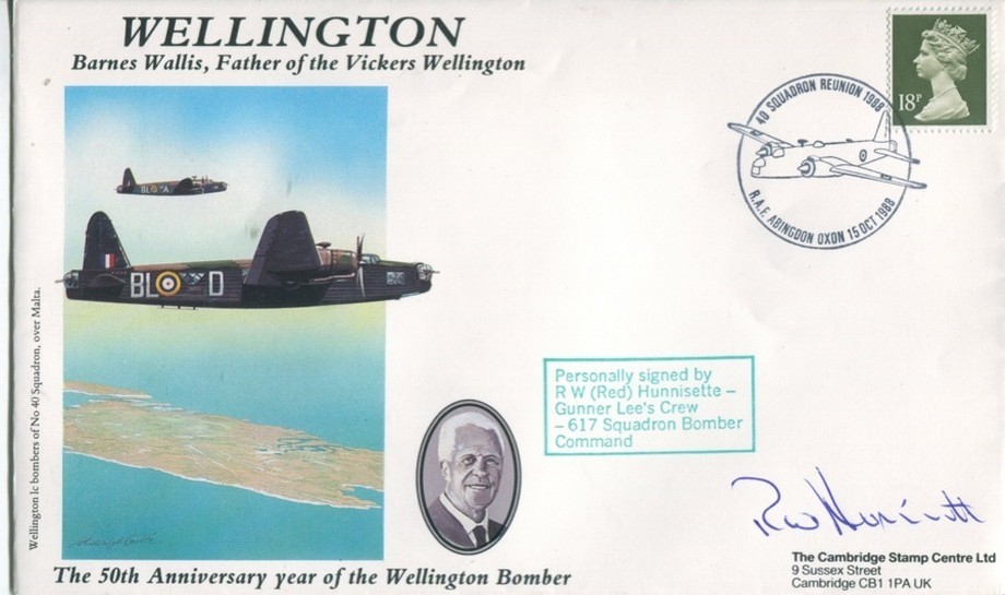 Wellington Bomber cover Sgd Red Hunisette of 617 Sq