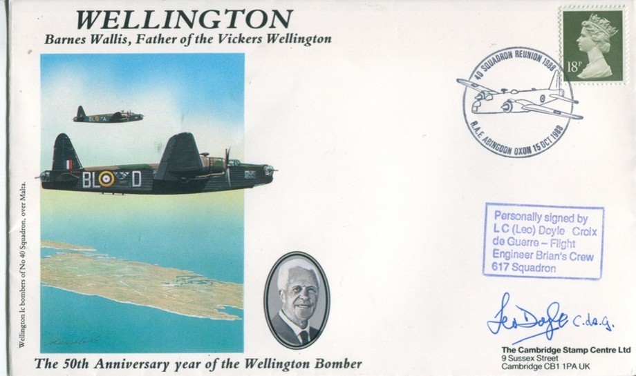 Wellington Bomber cover Sgd Leo Doyle of 61 Sq 189 Sq and 617 Sq