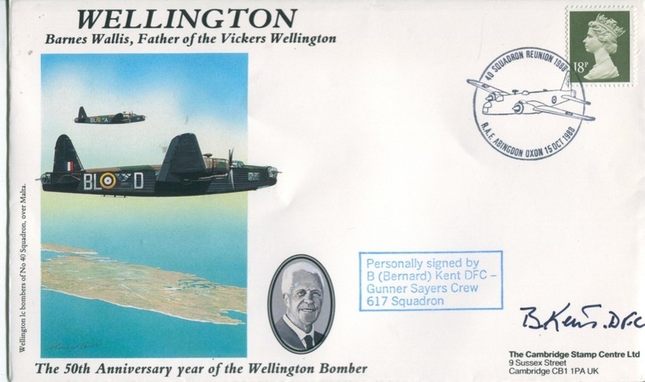 Wellington Bomber cover Sgd Bernard Kent of 617 Sq and 467 Sq