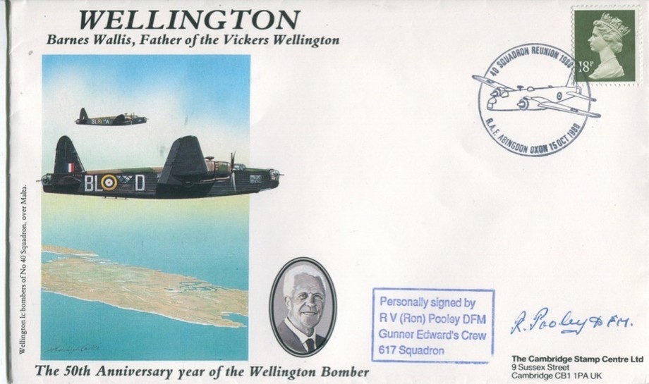 Wellington Bomber cover Sgd Ron Pooley of 617 Sq, 50 Sq and 355 Sq