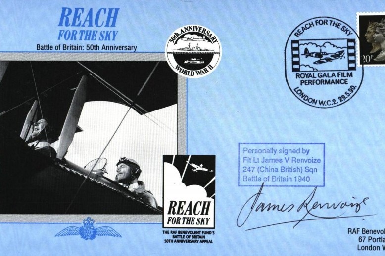 Battle of Britain cover Sgd J V renvoize a BoB pilot with 247 Sq