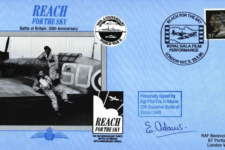 Battle of Britain cover Sgd E H Adams a BoB pilot with 236 Sq