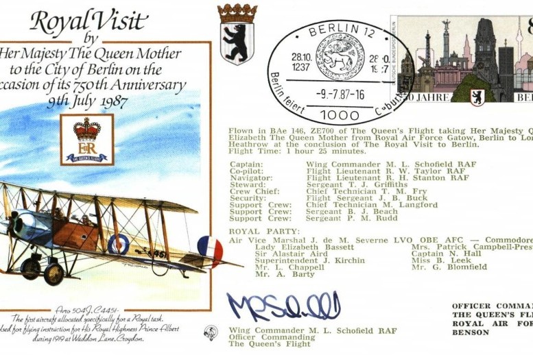 Royal Visit By Queen Mother To Berlin Cover Signed M L Schofield