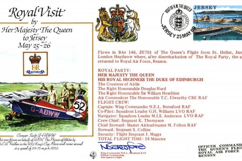 Royal Visit by The Queen to Jersey cover Signed Beresford